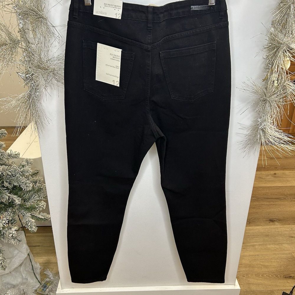 NWT Soft Surroundings Jeans Size 12 Black Fly Front Skinny Ankle Natural Waist - Picture 1 of 15